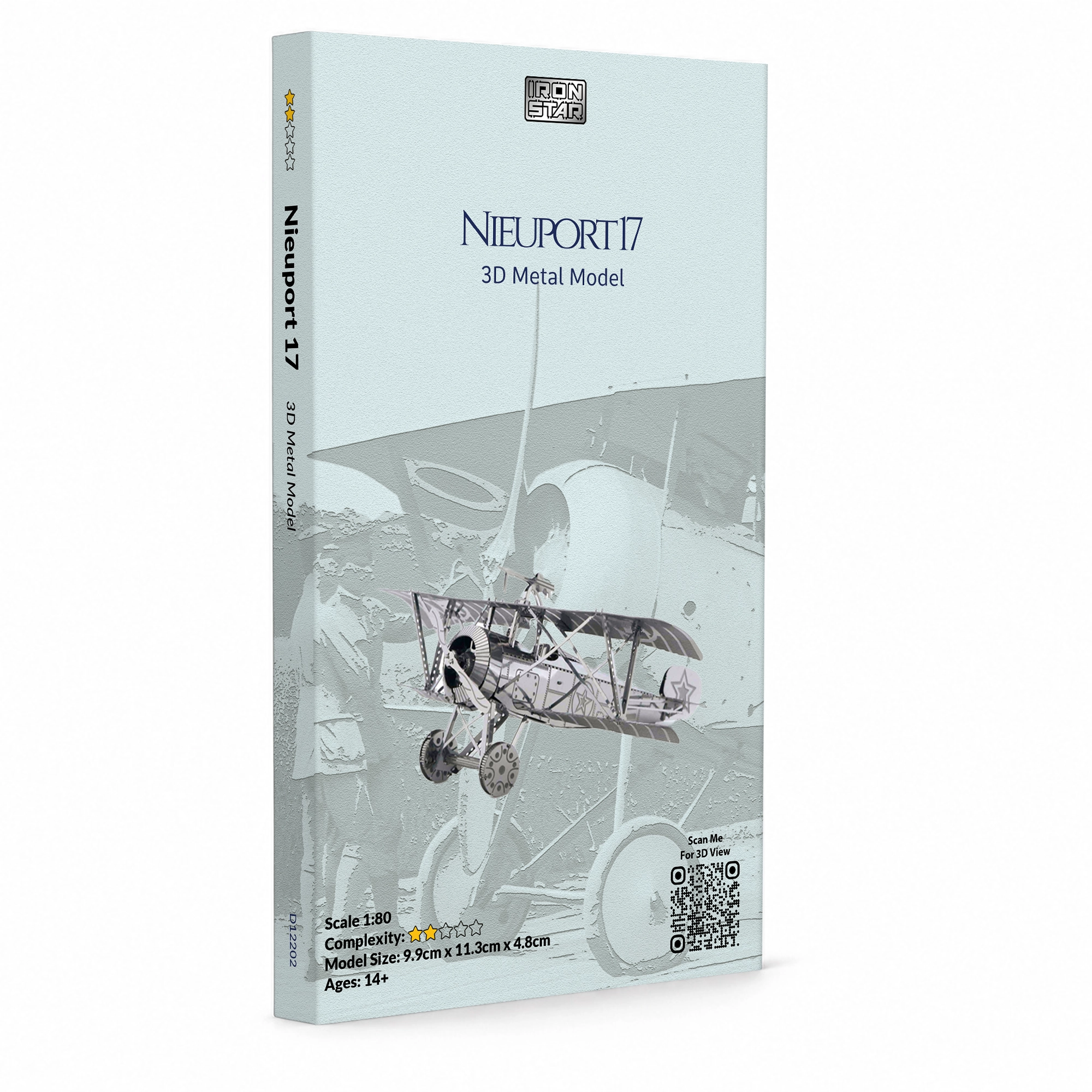 Nieuport 17 3D metal model packaging featuring an intricate design