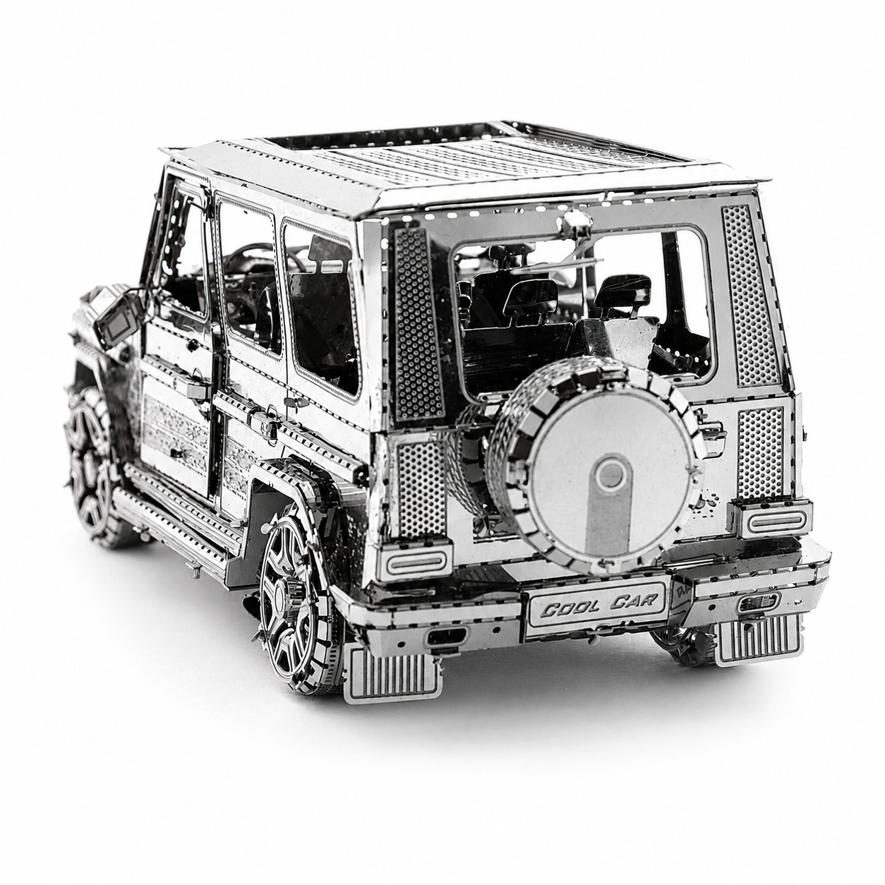 Metallic model of a stylish SUV with intricate details