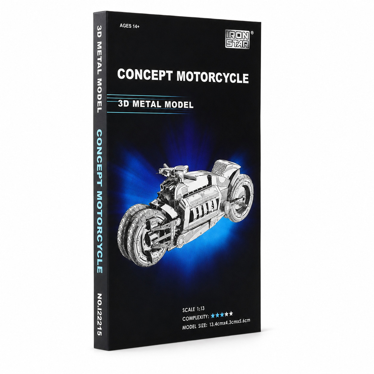 3D metal model of a concept motorcycle with detailed design.
