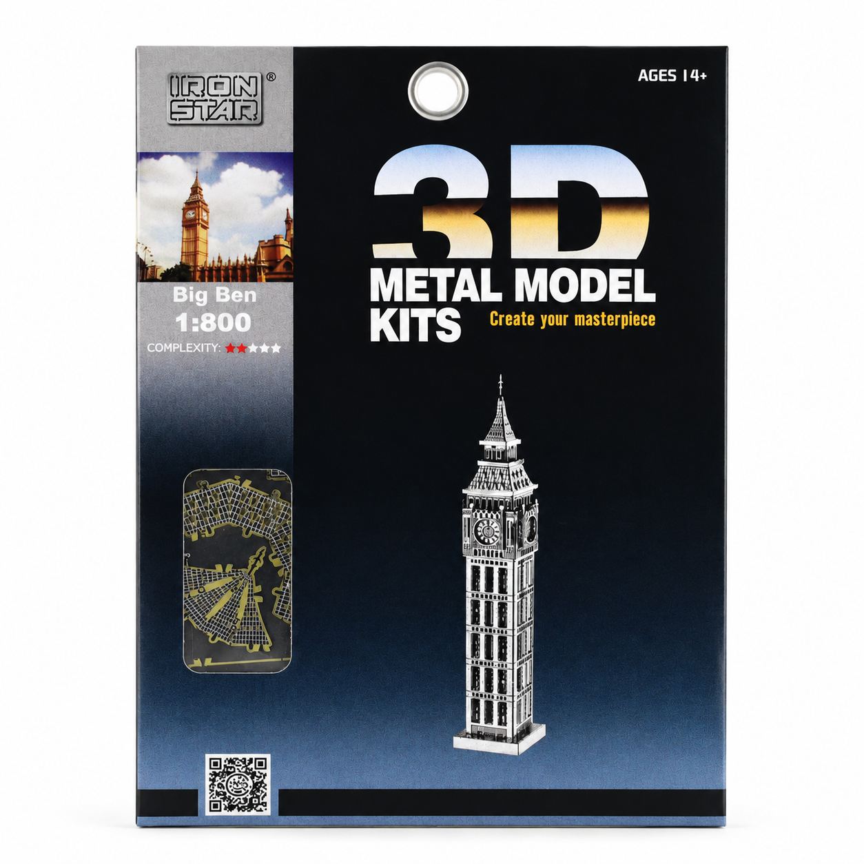 3D metal model kit of Big Ben, a clock tower famous in London.